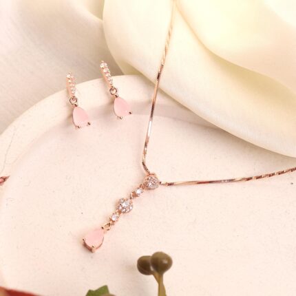 Pink Teardrop Jewelry Set