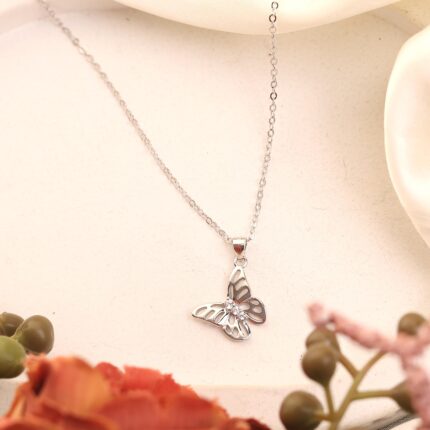 Silver Butterfly Pendant Necklace
