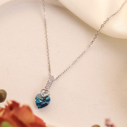 Blue Crystal Heart Necklace