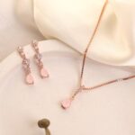 Rose Teardrop Silver Jewelry Set