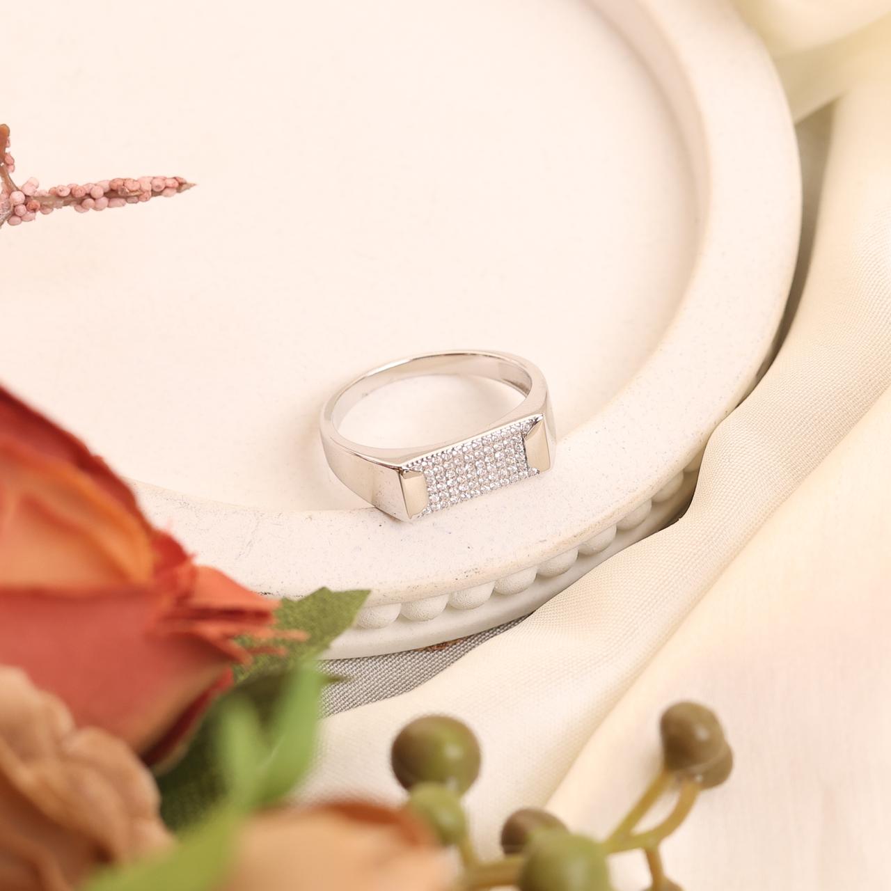 Pavé Bar Silver Ring