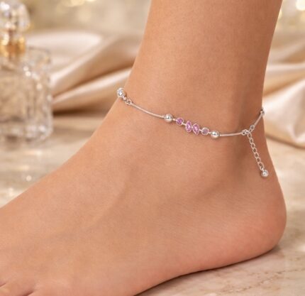Elegant Anklet with Light Pink Stones