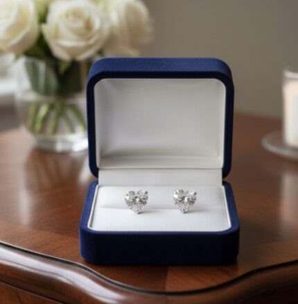 Heart Diamond Stud Earrings