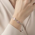 Pink Square Charm Bracelet