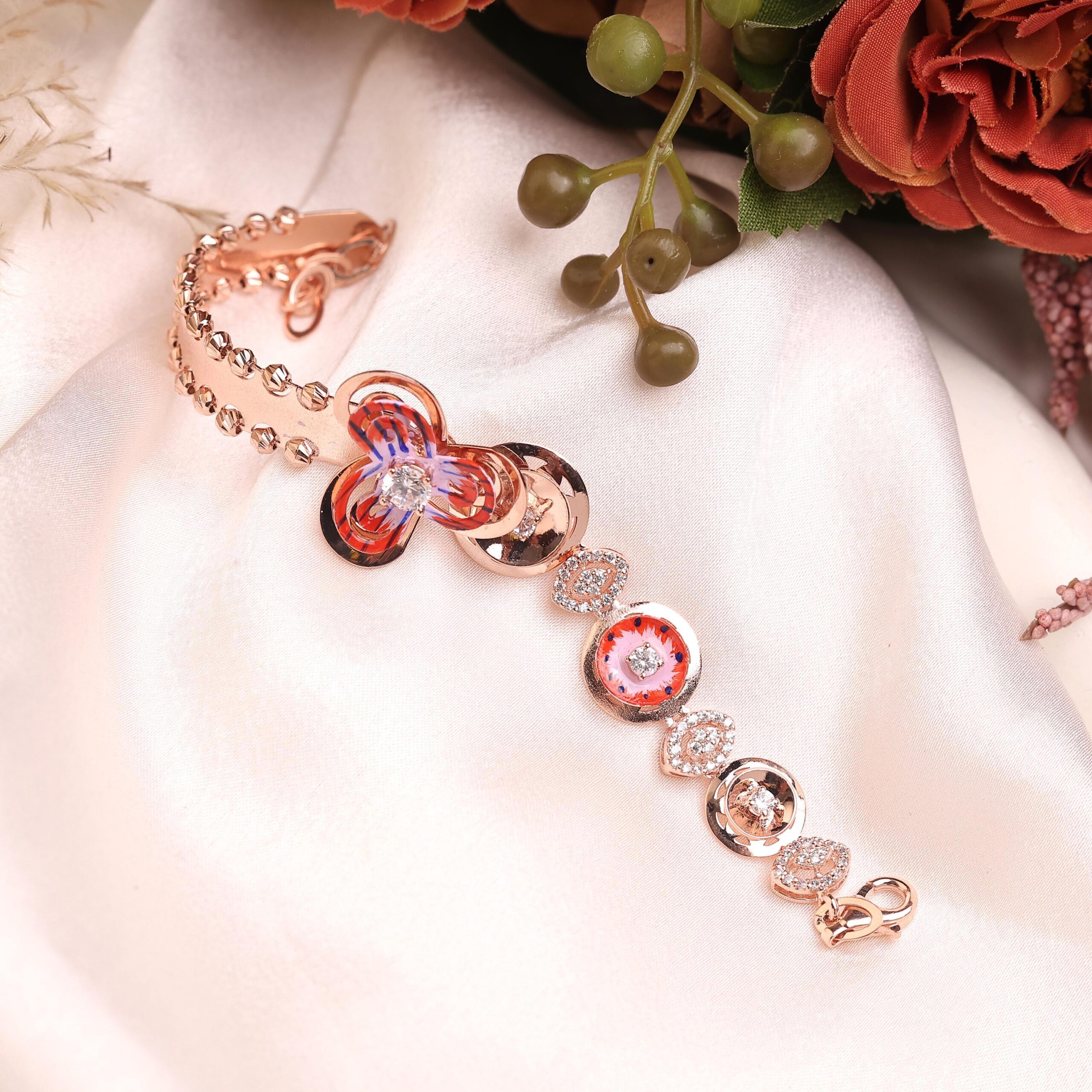 Rose Gold Floral Bracelet