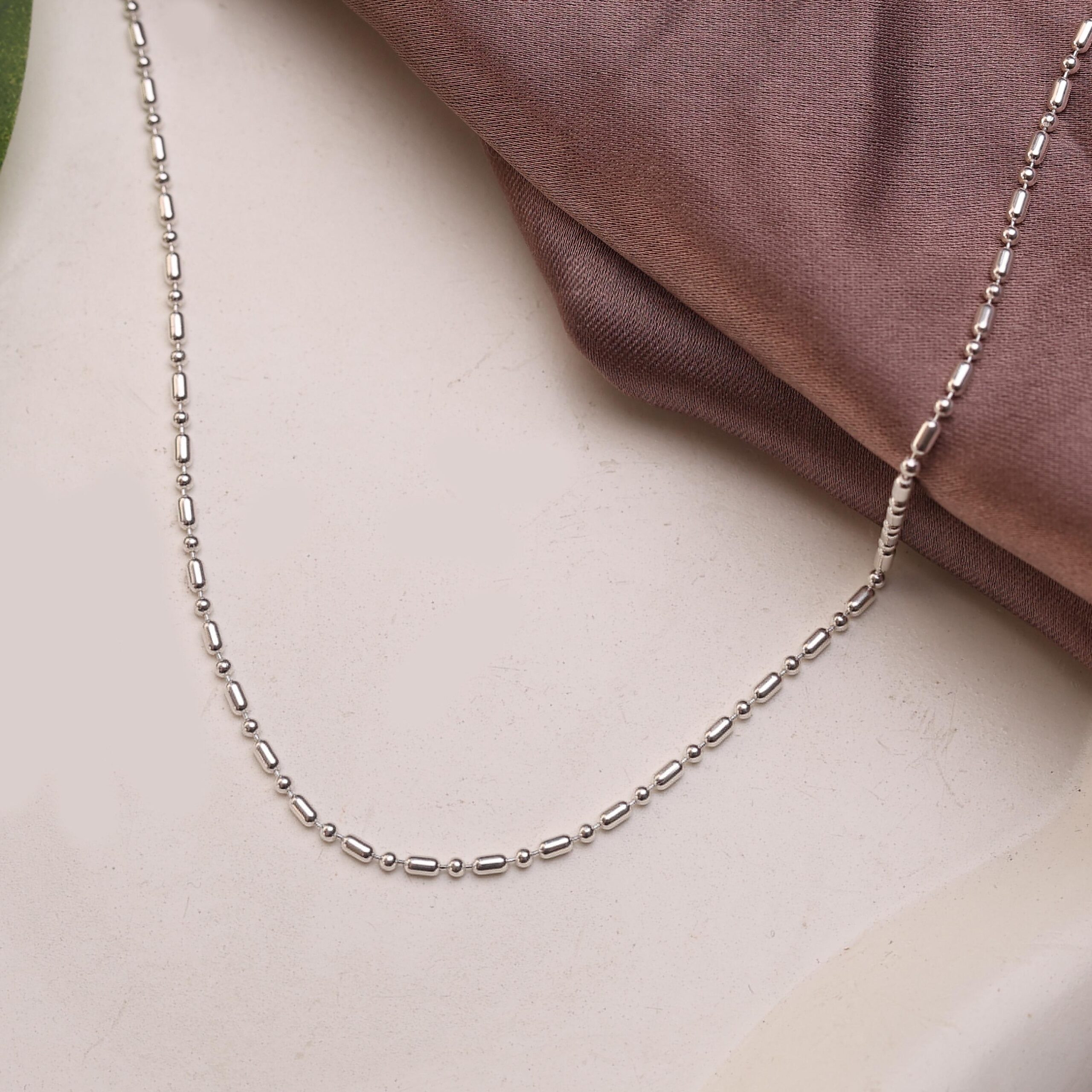Silver Bead Chain Necklace - Image 3