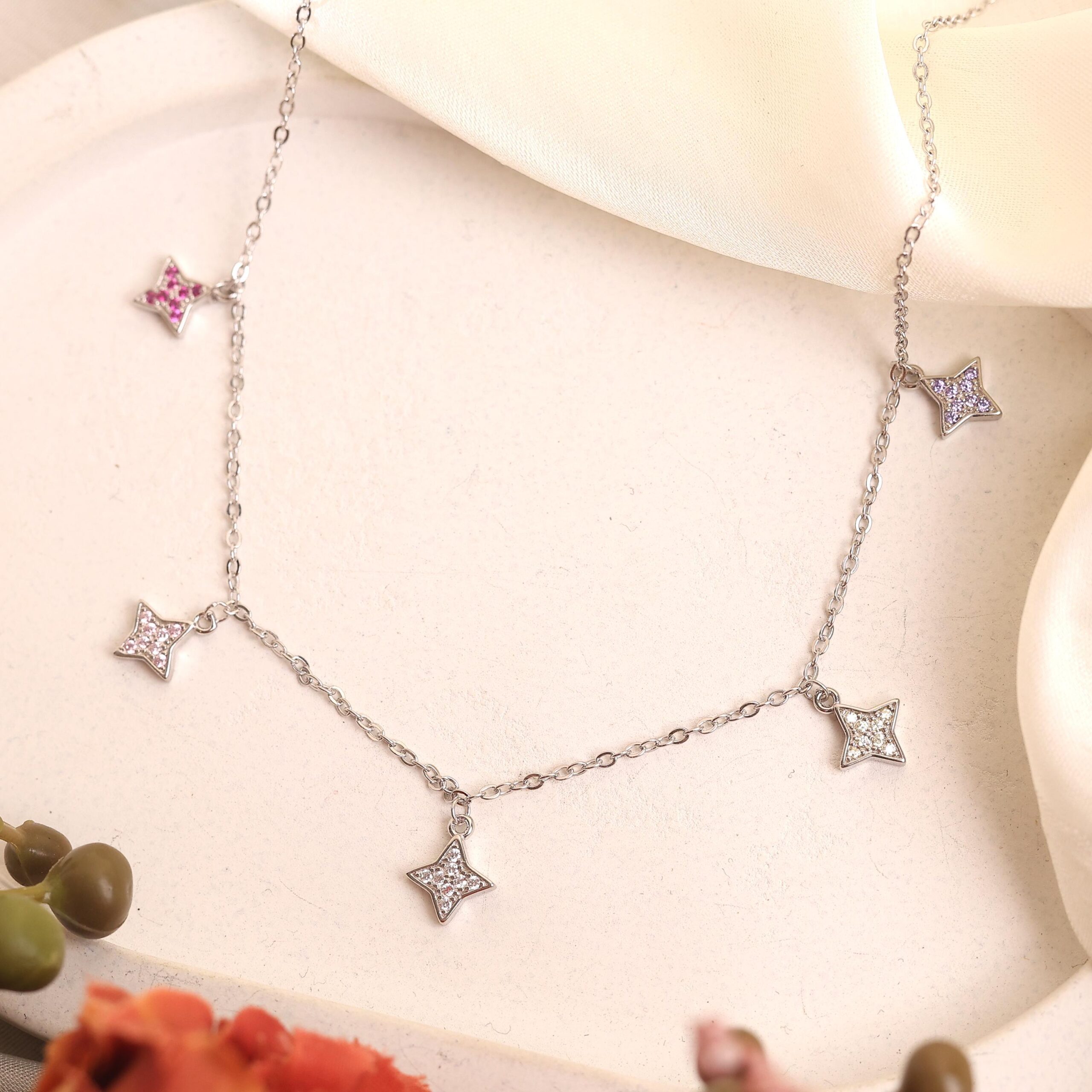 Women’s Silver Star Charms Necklace