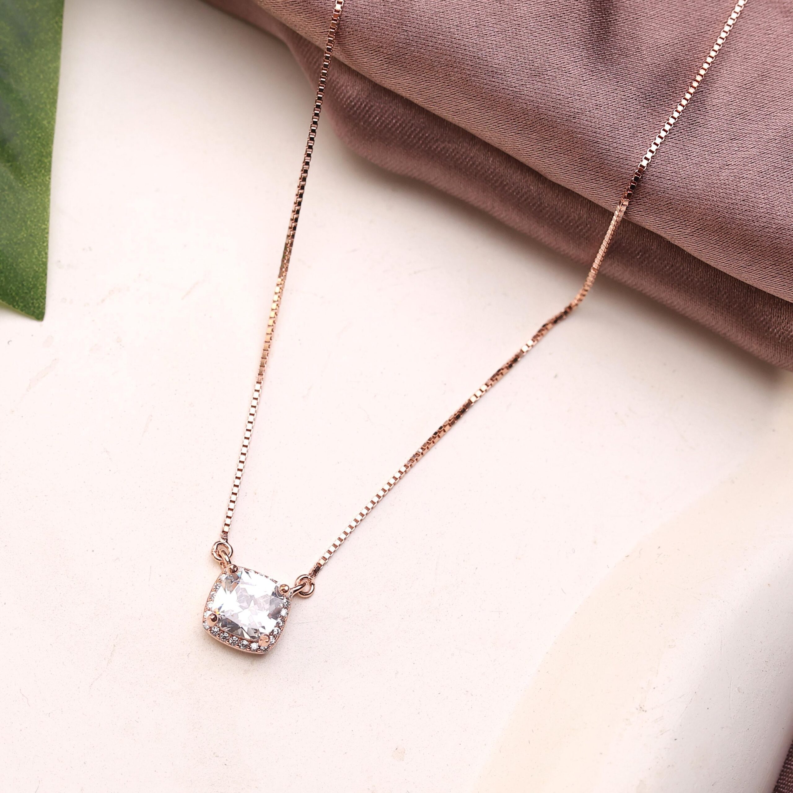 Women’s Rose Gold Solitaire Necklace - Image 3