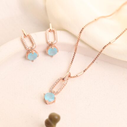 Aqua Blue Silver Jewelry Set