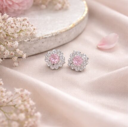 Blush Bloom Floral Halo Stud Earrings