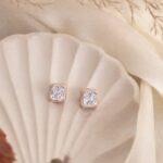 Rose Gold Radiant Halo Stud Earrings